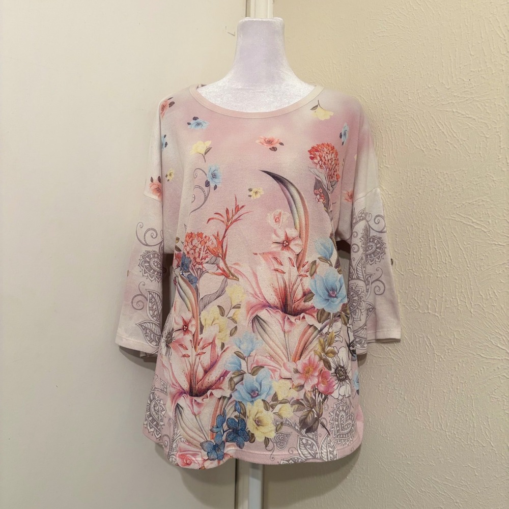 Euro Fairycore Y2K Watercolor Rainbow Whimsical Floral Fantasy Relaxed Fit Tee